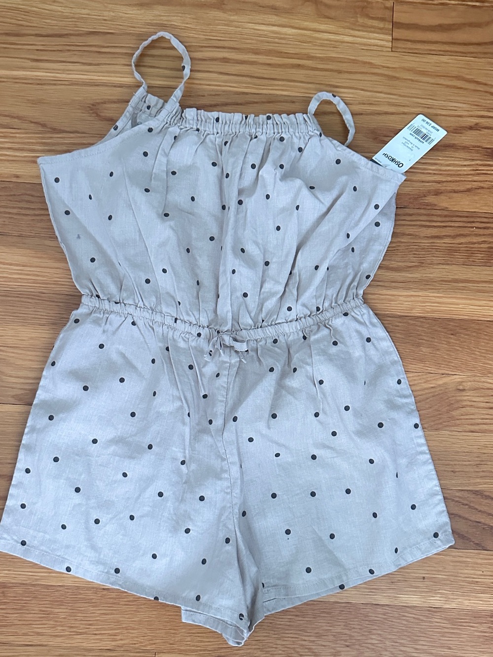 OshKosh B'gosh Tan Polka Dot Girls' Cotton Romper